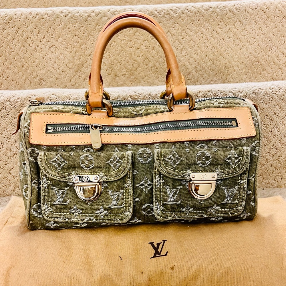 Authentic Louis Vuitton denim monogram neo speedy green